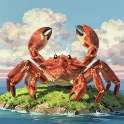 memorable animation key shot, stranded on an island of giant enemy crabs, by mandy jurgens, by satoshi kon, ilya repin, lena aenami, shinji kimura, daylight pastel color palette