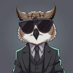an anthropomorphic owl, serious looking wearing mechanical sunglasses and grey suit, by kawacy, trending on pixiv, anime, furry art, trending on furaffinity, mafia member