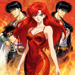 Jada fire as a Red hair woman in a sundress with a red dragon ,by Jaime Jones, Raymond swanland, Ruan Jia, Kentaro Miura, Artgerm,