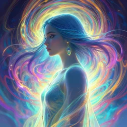 side portrait, maya ali, wind sorcerer, gloomhaven, soft, smooth, luminescent, art nouveau tarot, backlit glow, colorful swirly ripples, gaudy colors, aesthetic octane render, unreal engine, 8 k, by hitomi kisugi, martine johanna, simon stalenhag, chie yoshii, casey weldon, wlop, ilya kuvshinov, cushart krenz