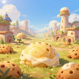 the landscape of cookie dough, fantasy, artstation