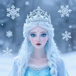 surreal photography snowflakes with ice princess faces