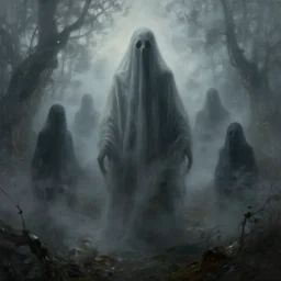 hyper realistic painting of the eerie fog, ghost, creepy atmosphere, unnerving brushstrokes wayne barlowe, beksinski, hr giger, austin osman spare, bussiere