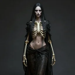 masterpiece portrait of a gothic shaman with skeleton robe, au naturel, hyper detailed, digital art, trending in artstation, cinematic lighting, studio quality, smooth render, unreal engine 5 rendered, octane rendered, art style by klimt and nixeu and ian sprigger and wlop and krenz cushart and kim jung gi and greg rutkowski