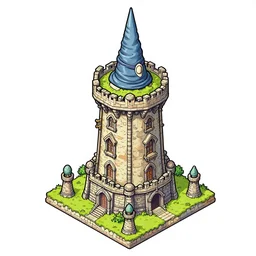 wizard tower, from isometric tileset, colored lineart