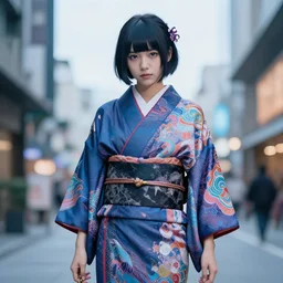 naro rinri wearing a cyberpunk kimono