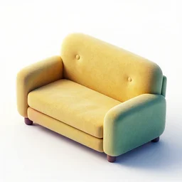 ( 2 0 0 4 - 2 0 0 7 ) isometric candy sofa, sculpted, 3 d render, in the style of yoworld, vmk myvmk, haunted mansion, artstation, white background, zoomed out view by miha rinne