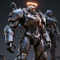 hyper realistic render of heavy hard surface mecha soldier by greg rutkowski and vitaly bulgarov, apocalyptic, armor, volumetric lighting, sharp focus, halo, neon, hyper detailed, digital art, trending in artstation, unreal engine 5 rendered, octane render