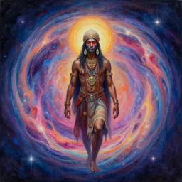 a surreal painting singularity shaman dmt!!!!, by octavio ocampo, trending on artstation, wrapped in cosmic infinity