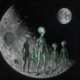 aliens discovered on the dark side of the moon, digital painting, mixed media, trending on artstation and deviantart, epic composition, highly detailed, 8 k