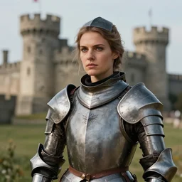 detailed portrait of a female knight posing before a castle | Mark Zug |
