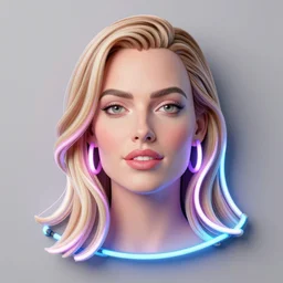 3 d neon art of margot robbie portrait, hyper detailed, 3 d render