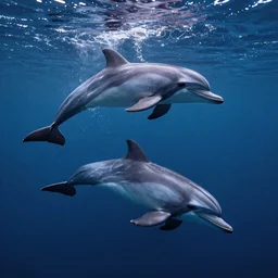 magical dolphins diving in universe liquid, octane render, 8k, extremely detailed