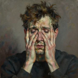 high quality high detail painting by lucian freud, hd, portrait of despair