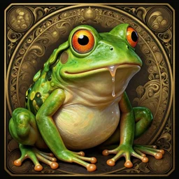 pepe the frog as slimy frog, drool, portrait, intricate, elegant, highly detailed, digital painting, artstation, concept art, wallpaper, smooth, sharp focus, illustration, art by h. r. giger and artgerm and greg rutkowski and alphonse mucha