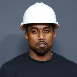 photo of kanye west wearing a hard hat