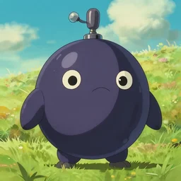 a cute anthropomorphic atomic bomb drawn by studio ghibli, vibrant colors, anime style, highly detailed