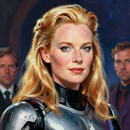 formal portrait of beautiful tilda swinton as robocop. digital art by eugene de blaas, ross tran, and nasreddine dinet, vibrant color scheme, intricately detailed, in the style of romanticism, cinematic, artstation, greg rutkowski