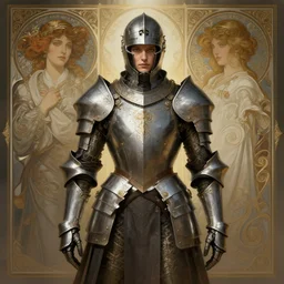 symmetry!! portrait of futuristic medieval knight, sci - fi, tech wear, intricate, elegant, extremely detailed, digital painting, artstation, cinematic lighting, concept art, smooth, sharp focus, illustration, art by artgerm and greg rutkowski and alphonse mucha, 8 k