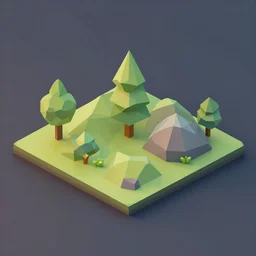 low poly 3d model of landscape