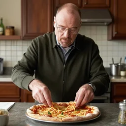 walter white making pizza