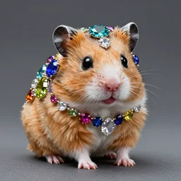 rainbow hamster made out of large gems and crystals, 8 k hd