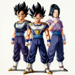 ultra realistic portrait painting of a fusion of vegeta and sasuke art by akira toriyama, 4 k, dragon ball artstyle, cel shaded, highly detailed, epic lighting, full body