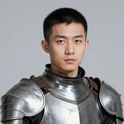 man in knight armor , short hair , portrait , looking at camera point of view , made by Yusuke Murata, Tomohiro Shimoguchi, Takeshi Obata, Tite Kubo, ArtStation, CGSociety