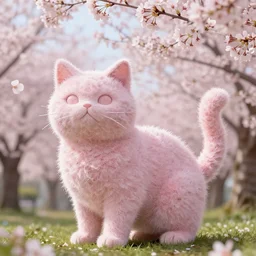 cherry blossom tree in the shape of a cat, artstation, detailed, 4 k