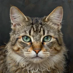 a beautiful cat, enigmatic beauty, esoteric, muted colors, head in focus, dryad aesthetics, intricate details, elegant, highly detailed, hyperrealistic painting, concept art, painterly, sharp focus, art by emilia elfe