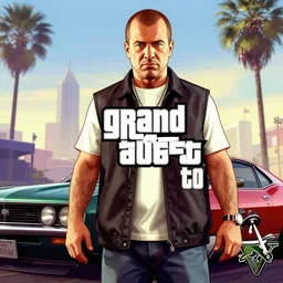 Vince diMaggio in Grand Theft Auto V cover art, epic, 4k resolution, extremely detailed, very sharp, artstation, digital art, vibrant,