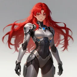 girl in a futuristic armor with long red hair by Ilya Kuvshinov, Cushart Krenz, pixiv