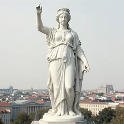 an enormous stature of the goddess over city. by piotr dura.