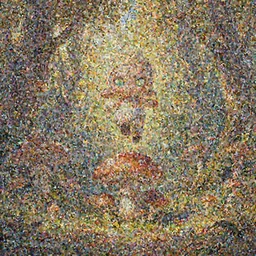 mad kikimora jumping over mushroom forest, sunny autumn, oil painting, symmetrical, glowing eyes, ultradetailed, 8 k, epic atmosphere, digital art by simon cowell and moebius