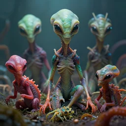macro photo of alien lifeforms colorful, 8 k photorealistic, cinematic lighting, detailed, photorealistic, unreal engine octane render