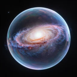 Photorealistic galaxy in a soap bubble, octane render, HD, volumetric lighting, high details