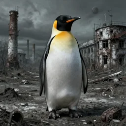 analogue horror, uncanny valley, surrealism, penguin, chernobyl, intricate detail