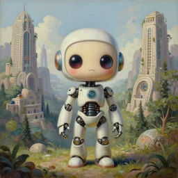 natural landscape | cute cyborg standing in front of, painting by syd mead, highly detailed, rule of third, soft lighting, 8 k resolution, oil on canvas, architectural magazine, beautiful detailed, insanely intricate details, artstation trending, hypermaximalistic, high details, cinematic