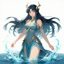 water - elemental female wizard in the style of greg rutkowski and ayami kojima, accurate body features, trending on artstation, artstationhd, artstationhq, 4 k, 8 k