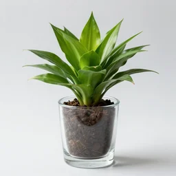 Zanzibar Gem plant, ZZ plant, flower pot made of glass, glass flower pot