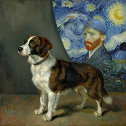 dog by Leonardo da Vinci by Vermeer by Rembrandt by Jean-Antoine Watteau by Eugene Delacroix by Claude Monet by Georges Seurat by Vincent van Gogh by Edvard Munch
