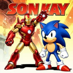 iron man versus sonic the hedgehog, vintage comic by greg rutkowski