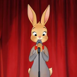 portrait of jessica rabbit singing on stage in front of a red curtain, disney,