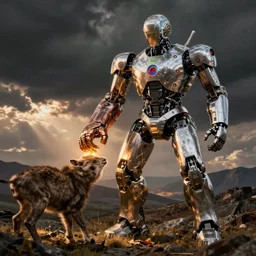 robot with infinity gauntlet kill animal art