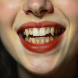 dafne keen, vampire teeth, painting by Gaston Bussiere, Craig Mullins