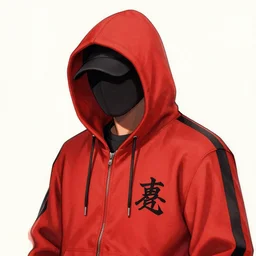 smooth detailed colored ink illustration of hitman in red hoodie with black stripes and kanji, artstation, smooth, sharp focus, clean shaped illustration by kim jung gi, tomasz alen kopera, peter mohrbacher, donato giancola, joseph christian leyendecker, wlop, boris vallejo, ric estrada, ron english and eiichiro oda