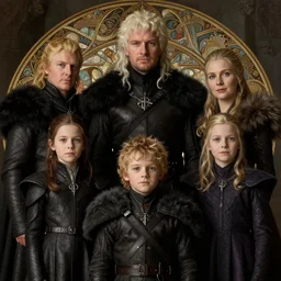 family portrait the starks from game of thrones, deep focus, d & d, fantasy, intricate, elegant, highly detailed, digital painting, artstation, concept art, matte, sharp focus, illustration, hearthstone, art by artgerm and greg rutkowski and alphonse mucha
