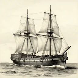 drawing of a ship, 1 9 th century