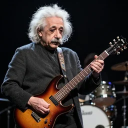 photo of albert einstein playing in his rock band
