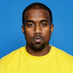 kanye west portrait colors blue and yellow